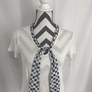 Jason Wu Pink White Short Sleeve Tie Neck T Shirt Small